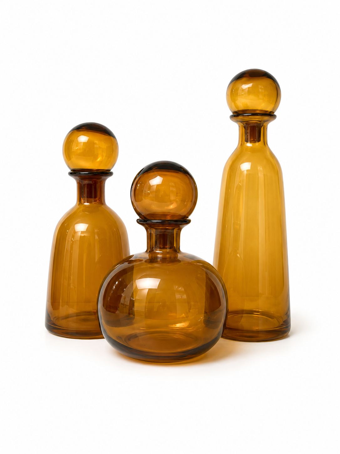 Amber Glow Glass Bottle Set