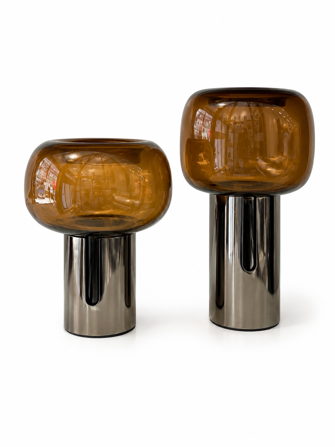 Amber Sculptural Mushroom Vases