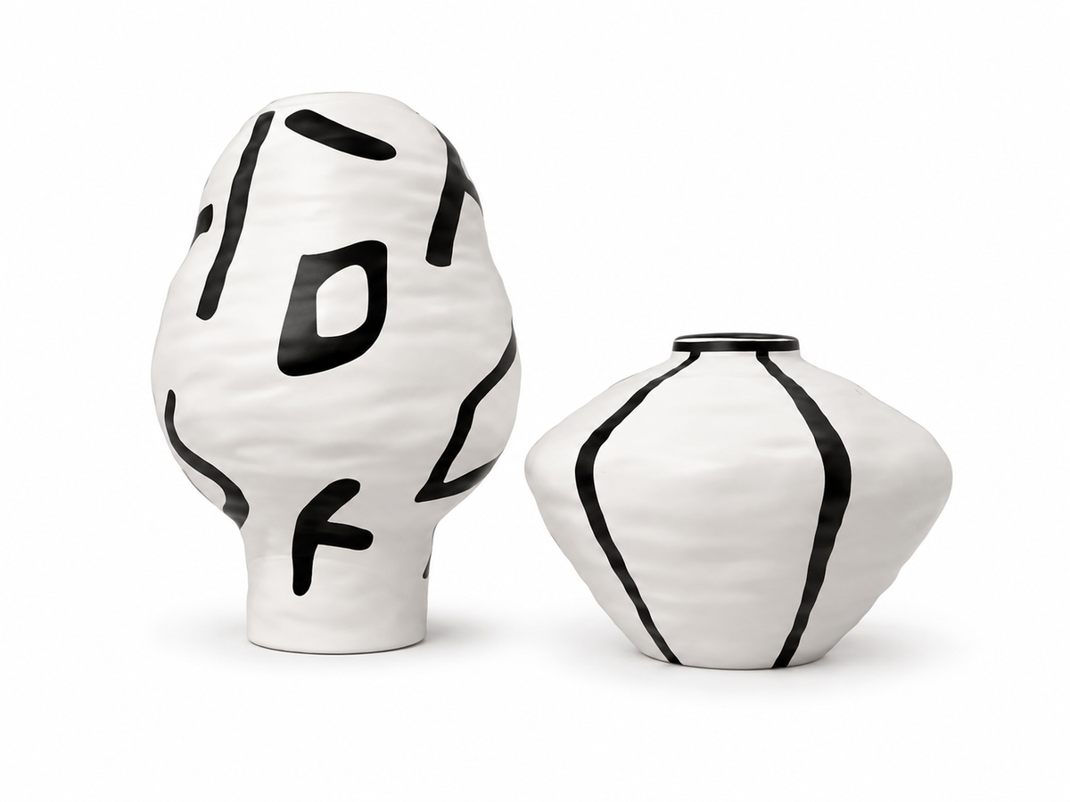 Abstract Black Line Ceramic Vases