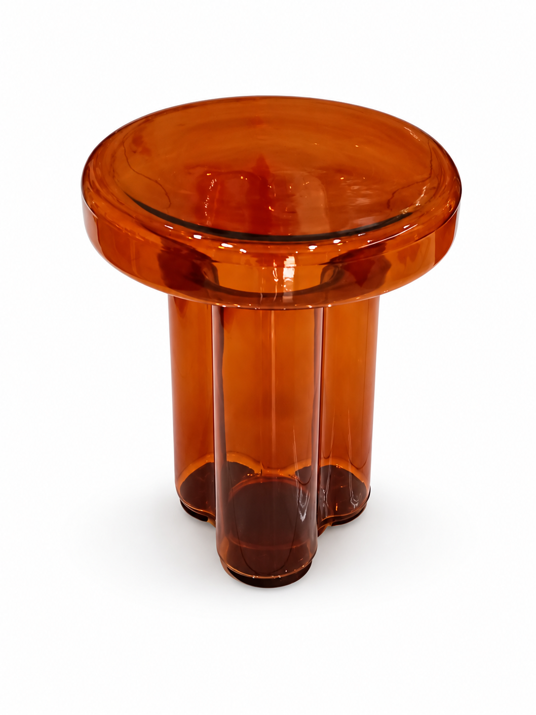 Smoked Glass Sculptural Side Table-ORANGE