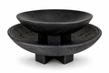 Black Textured Two-Tier Decorative Bowl Stand