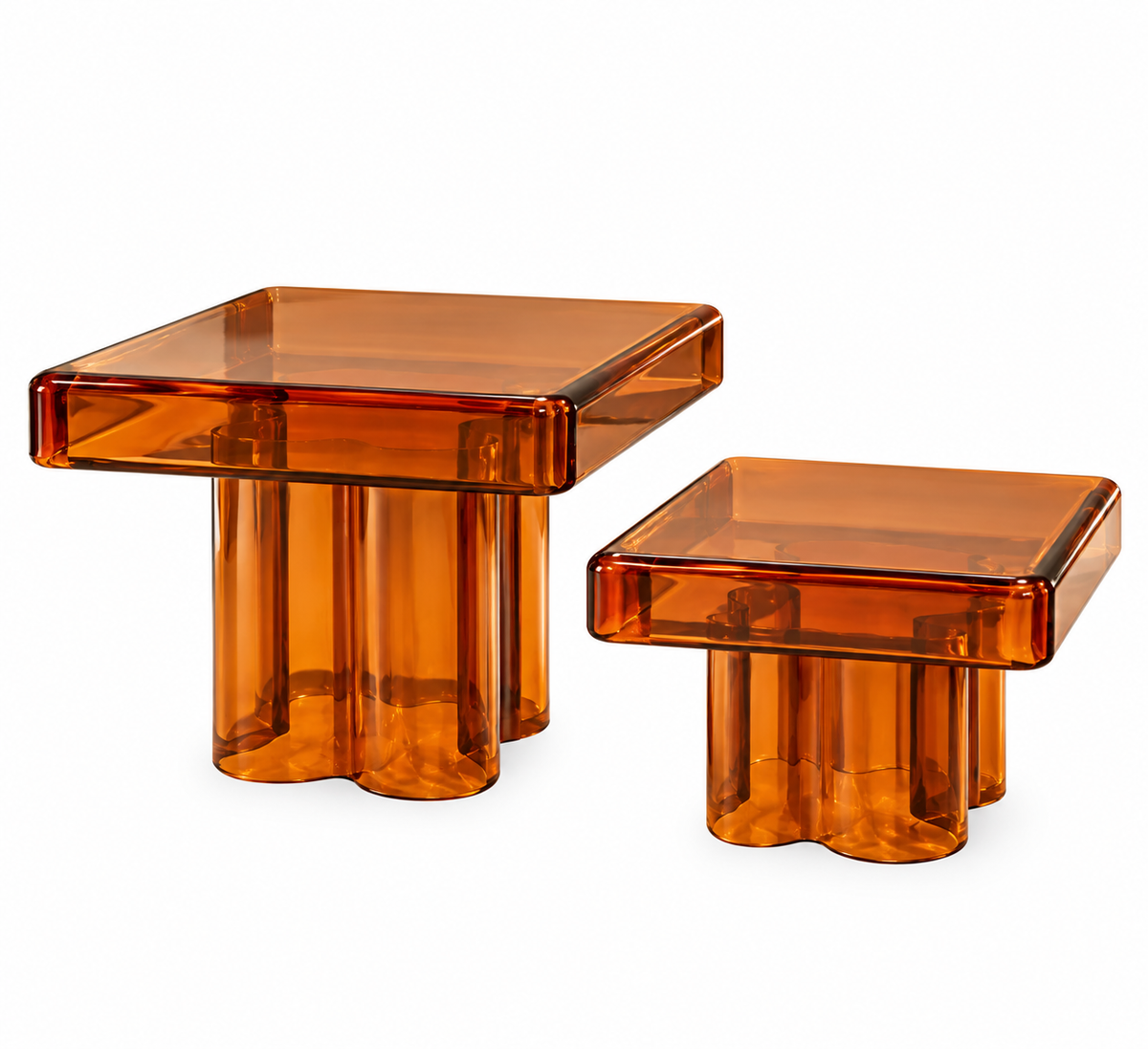 Amber Sculptural GLASS Side Tables