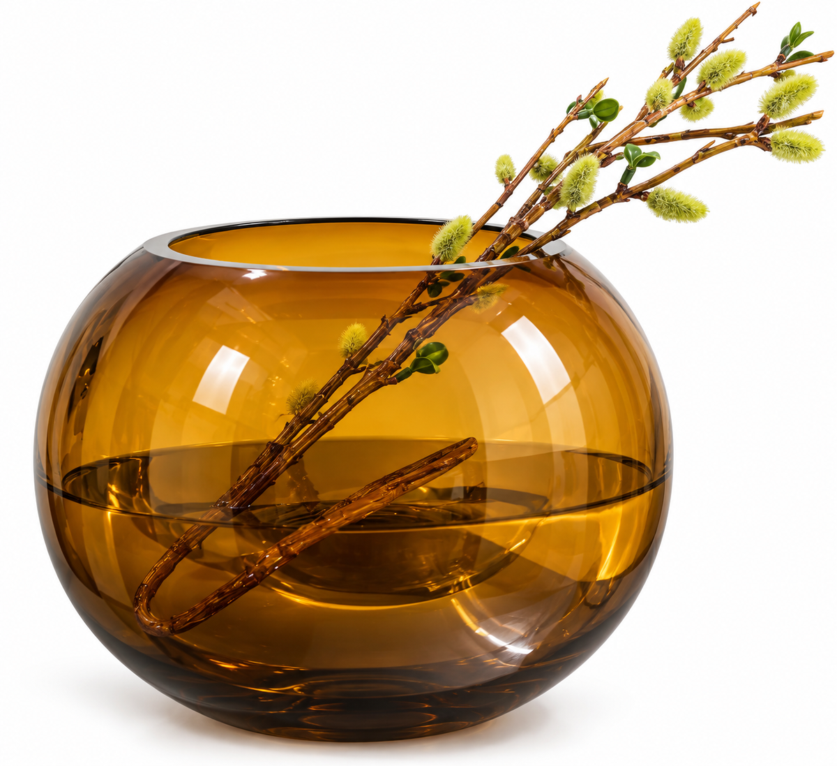 Amber Glow Glass Bowl Vase