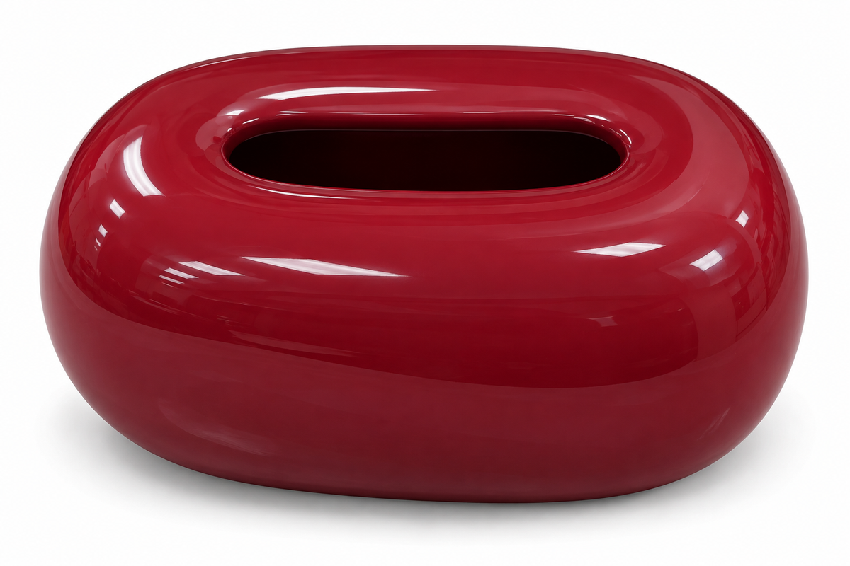 Glossy Burgundy Pebble Tissue Box