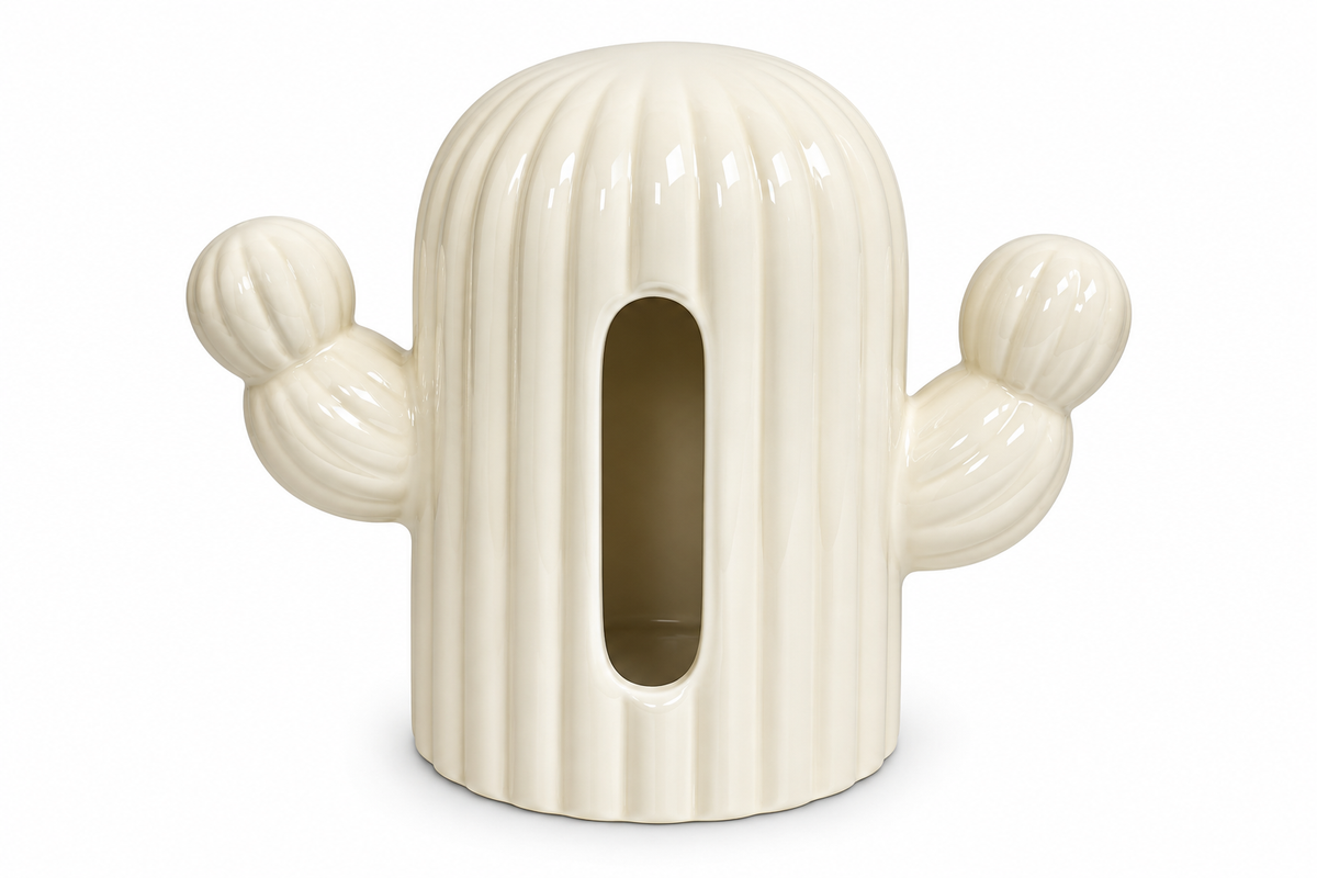 Glossy Ivory Cactus Tissue Box