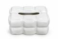 White Cushion-Style Ceramic Tissue Box Cover
