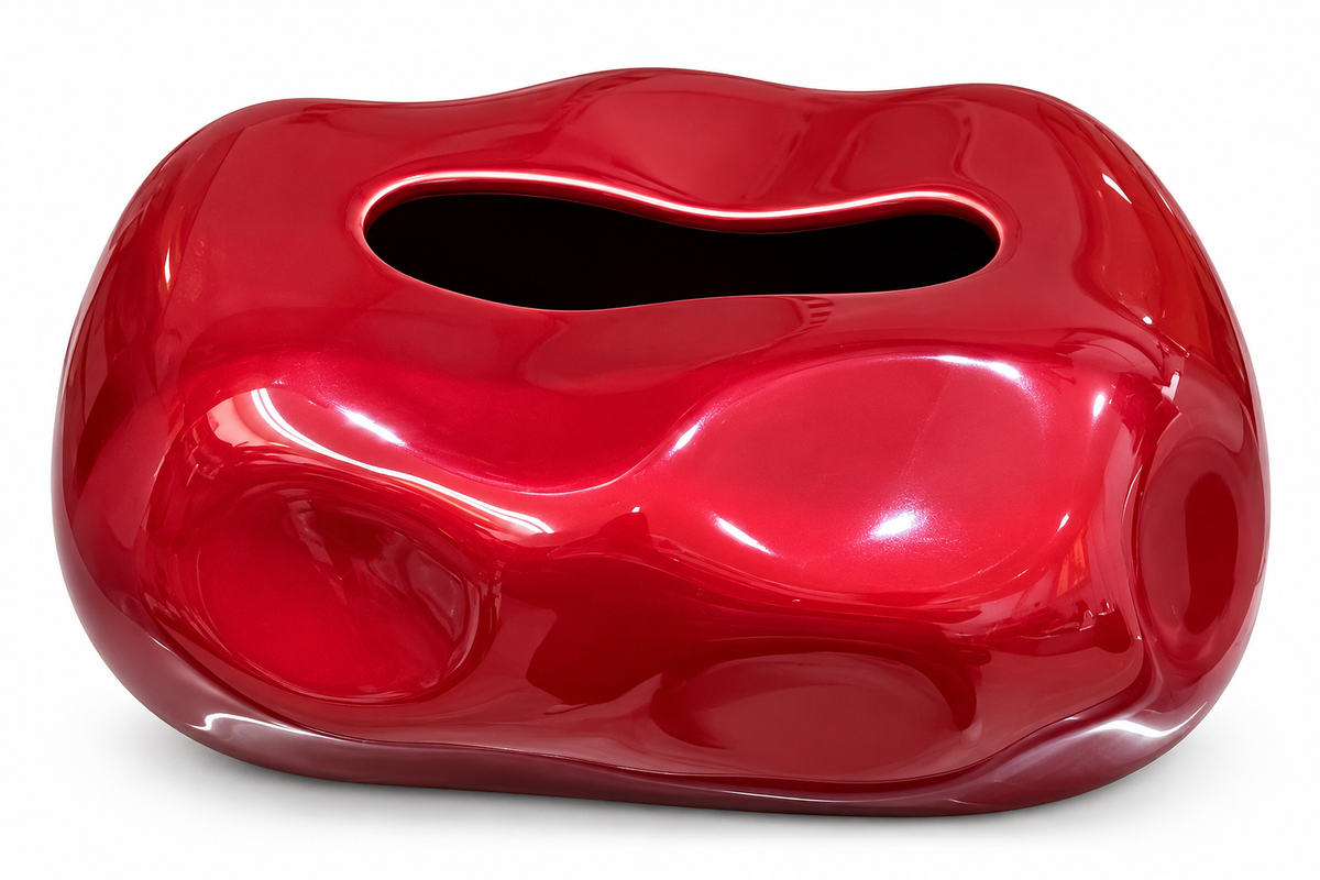 Glossy Red Organic Tissue Box