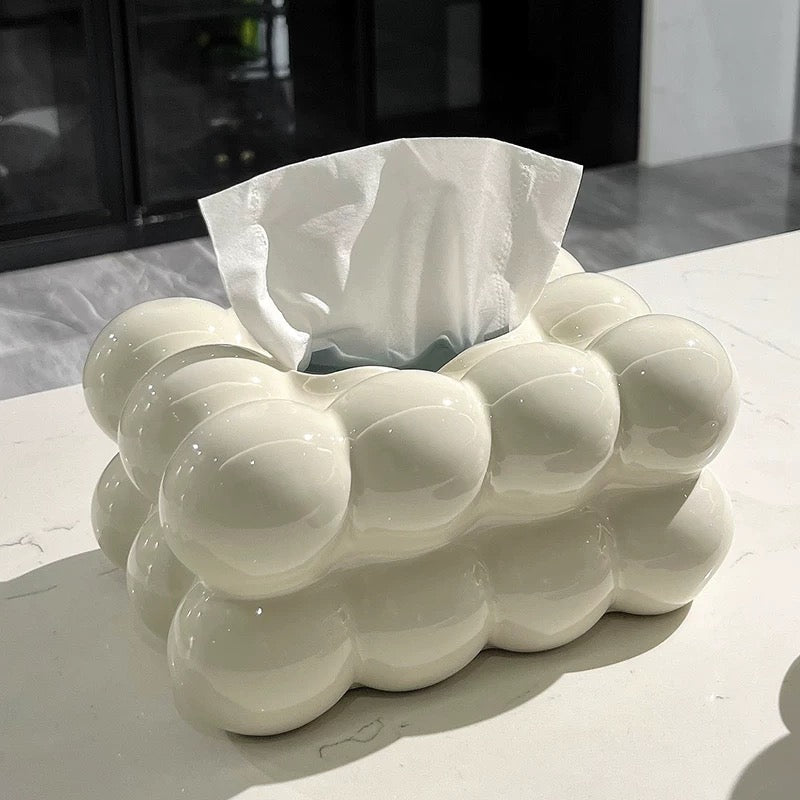 Bubbly white tissue box
