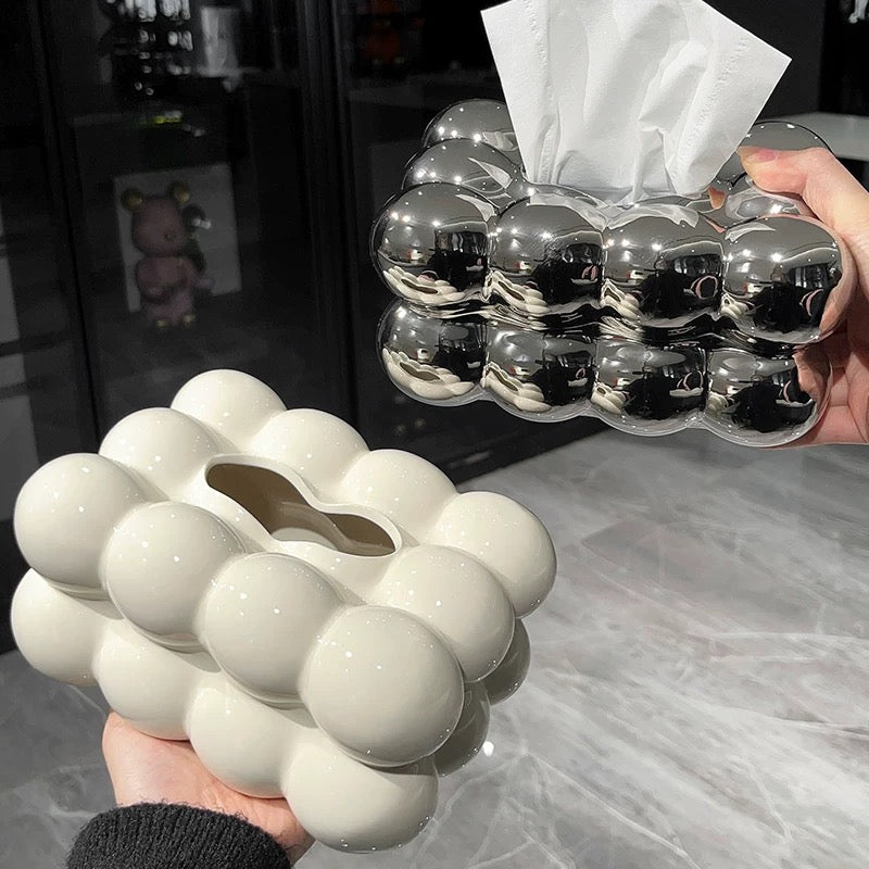 Bubbly white tissue box