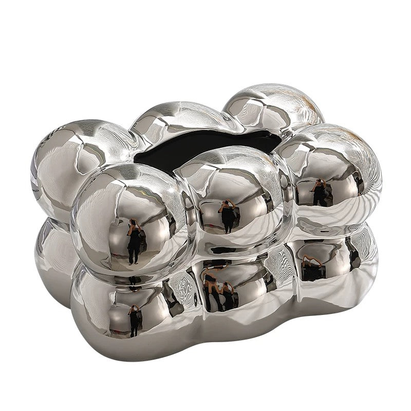 Bubbly silver tissue box