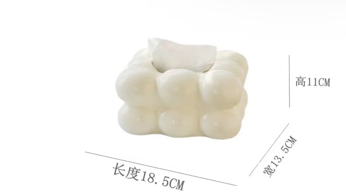 Bubbly white tissue box