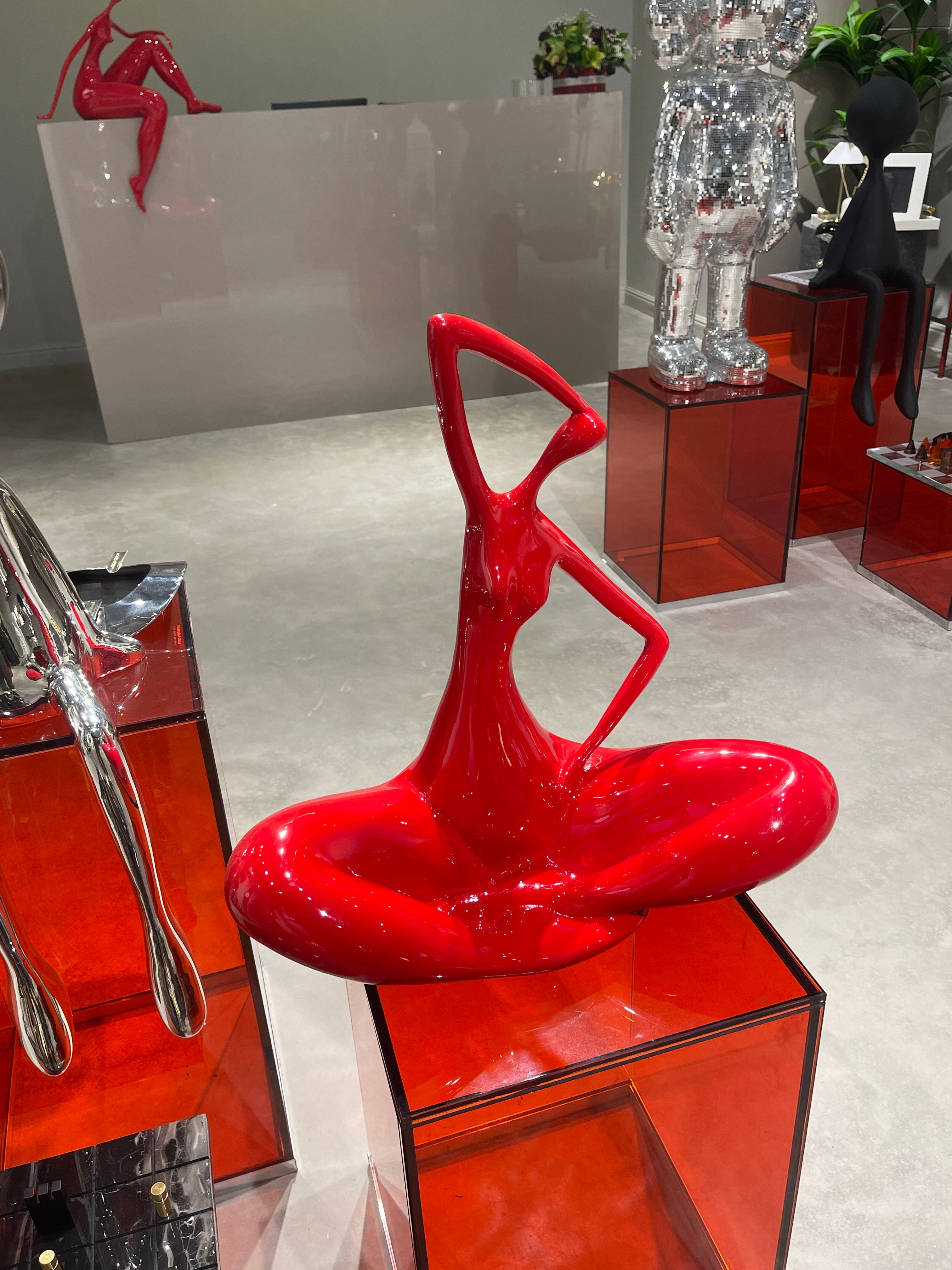 Red girl statue