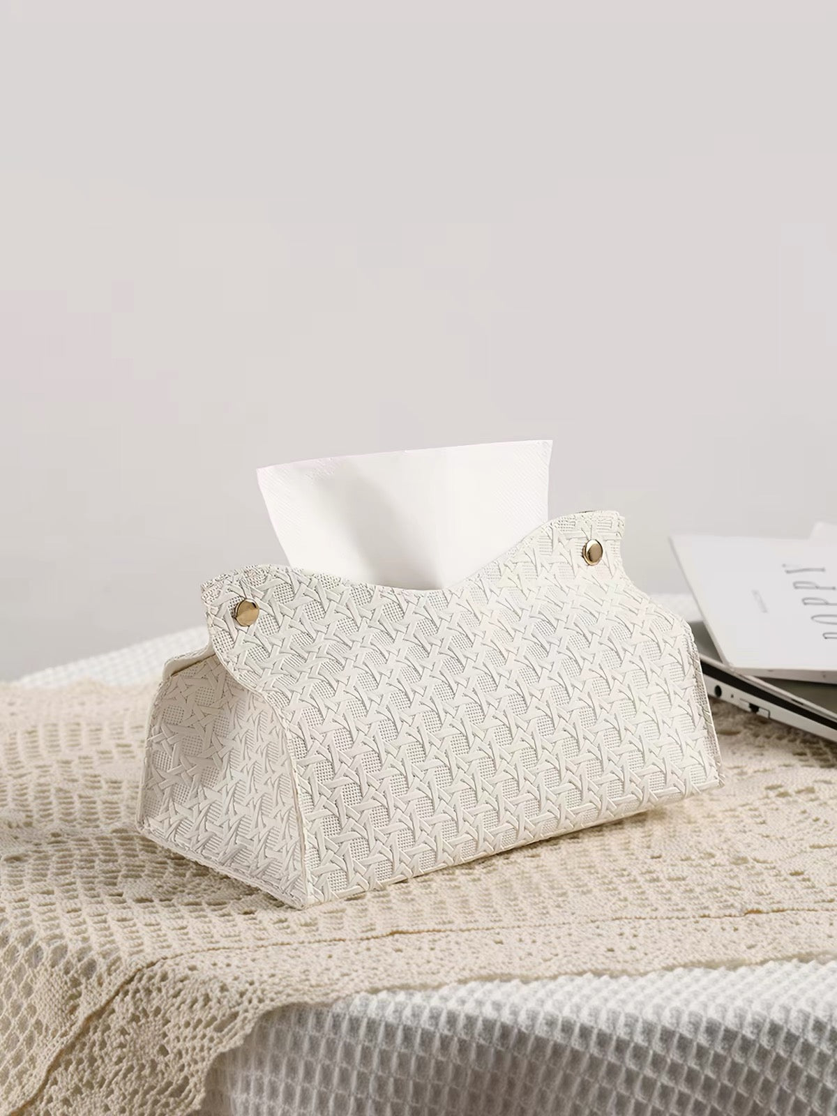 Leather tissue box