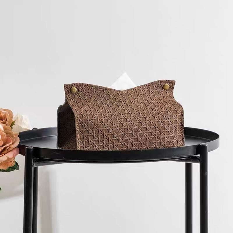 Leather tissue box