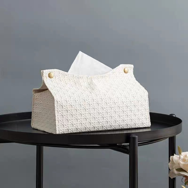 Leather tissue box
