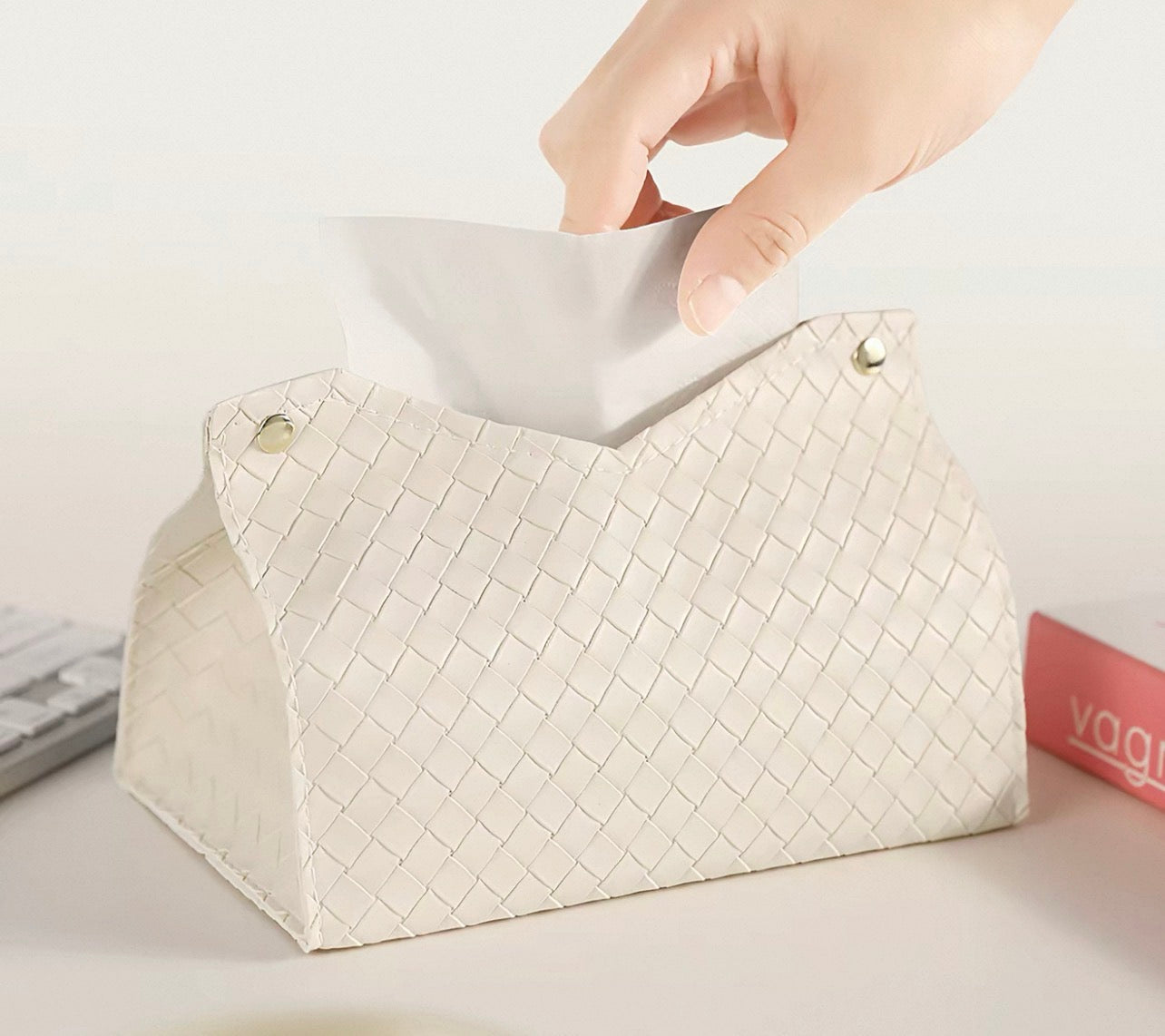 Leather tissue box