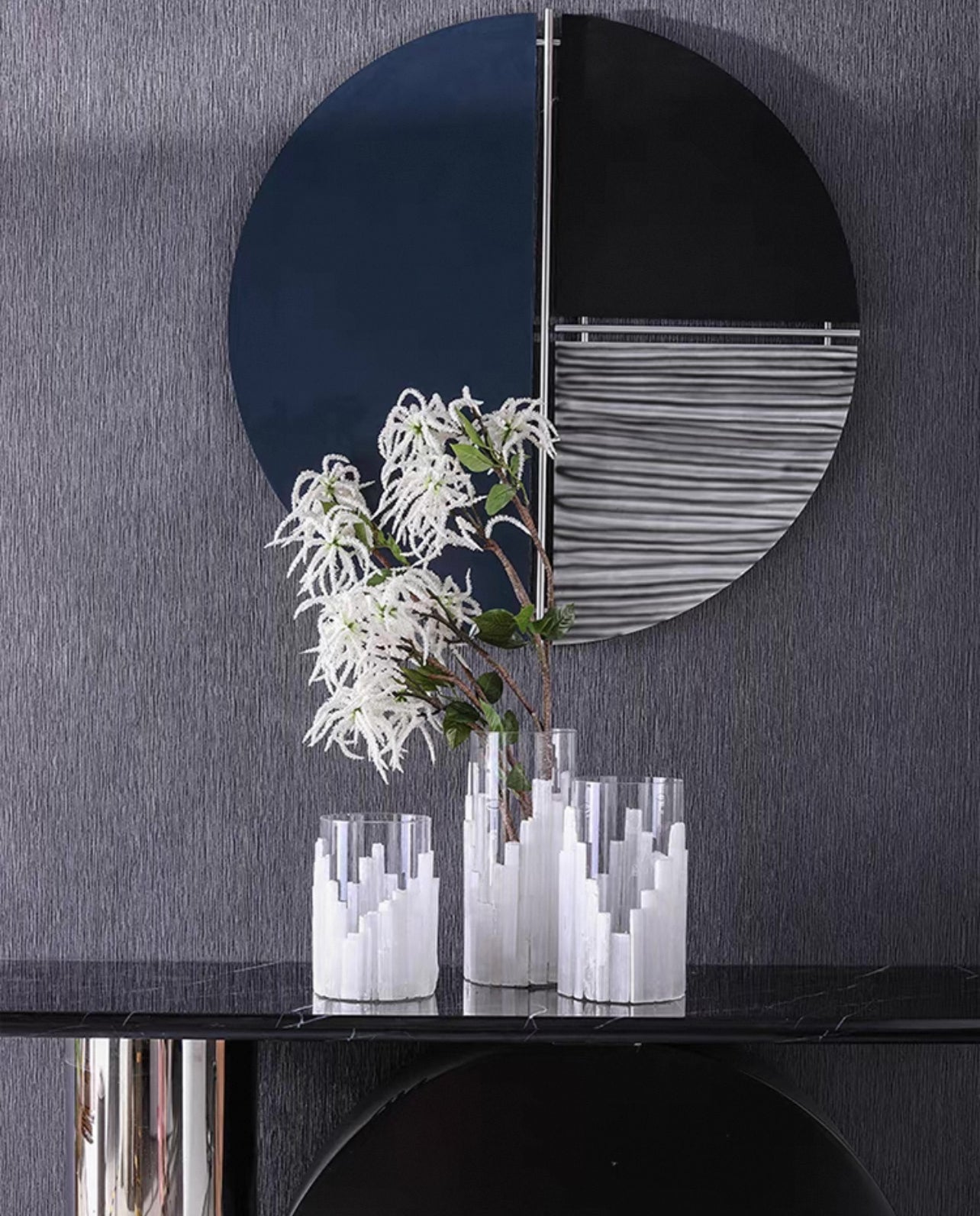 Marble and glass vase