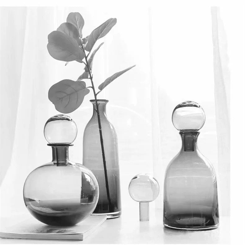 Gray glass vase