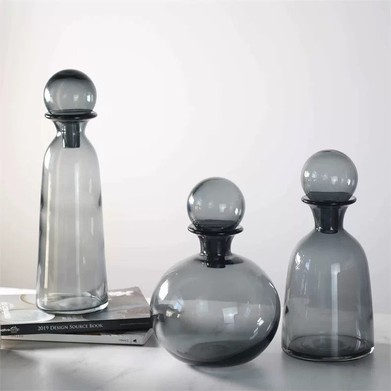 Gray glass vase