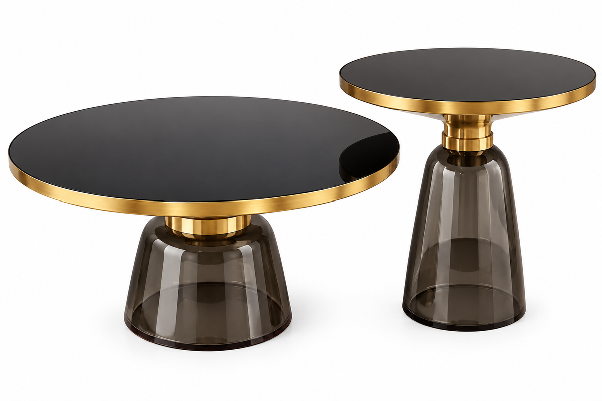 Noir Gold Pedestal Side Tables