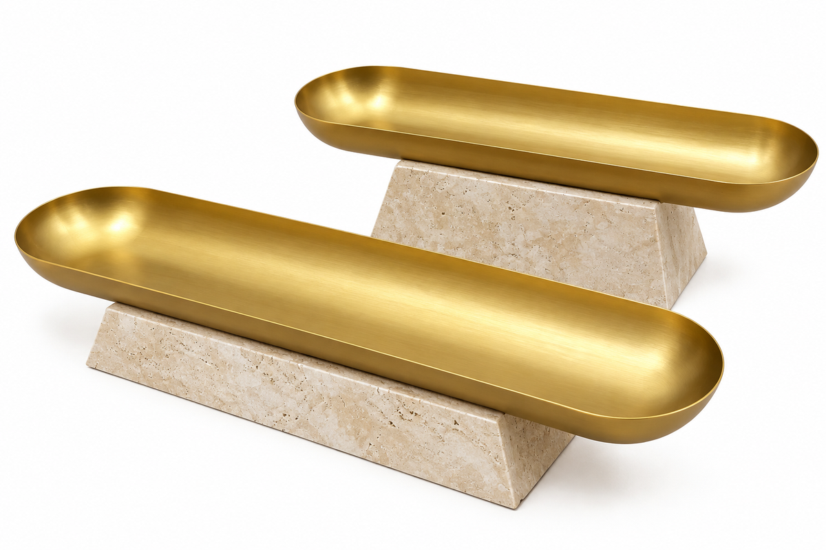 Gold Pill-Shaped Decorative Trays