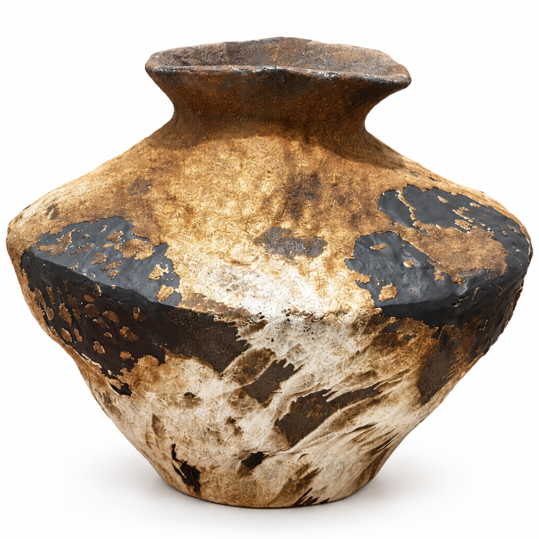 Antique Metallic Stoneware Vase