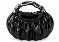 Glossy Black Ribbed Decorative