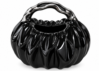 Glossy Black Ribbed Decorative