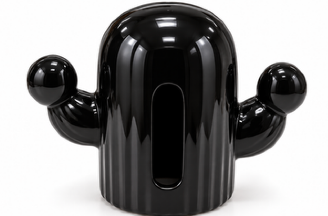 Glossy Black Cactus Sculpture