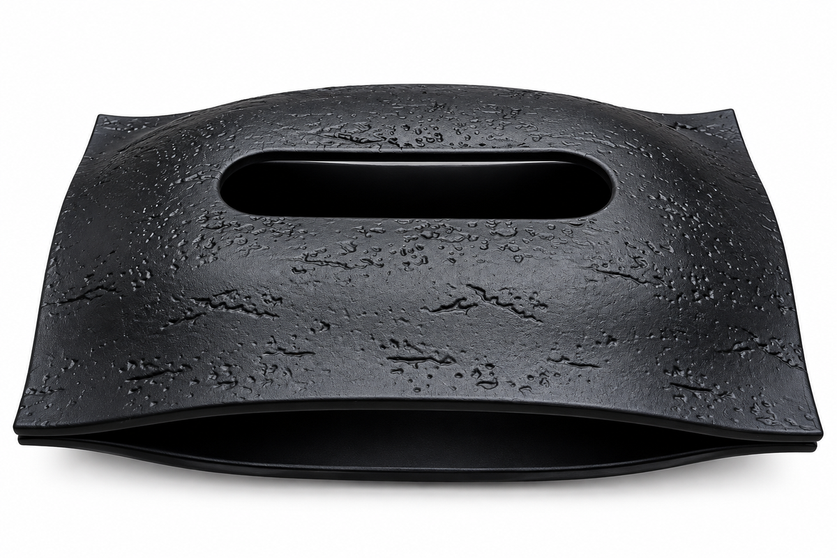 Black Textured Wave Tissue Box
