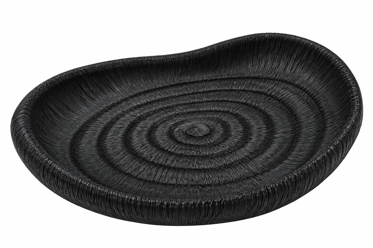 Black Textured Spiral Bowl