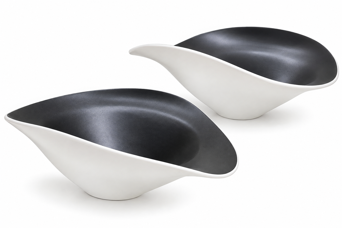 Black & White Sculptural Bowls – Set of Two
