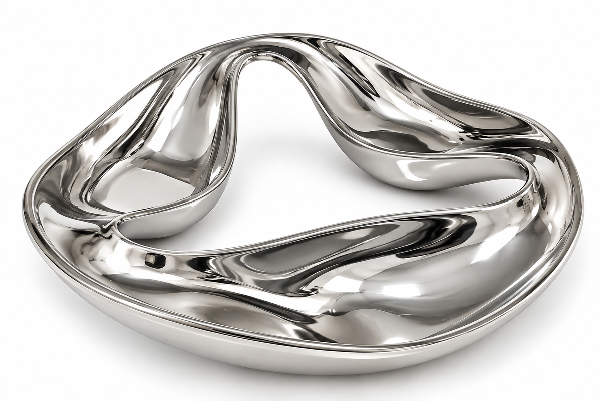 Sculptural Silver Organic Bowl