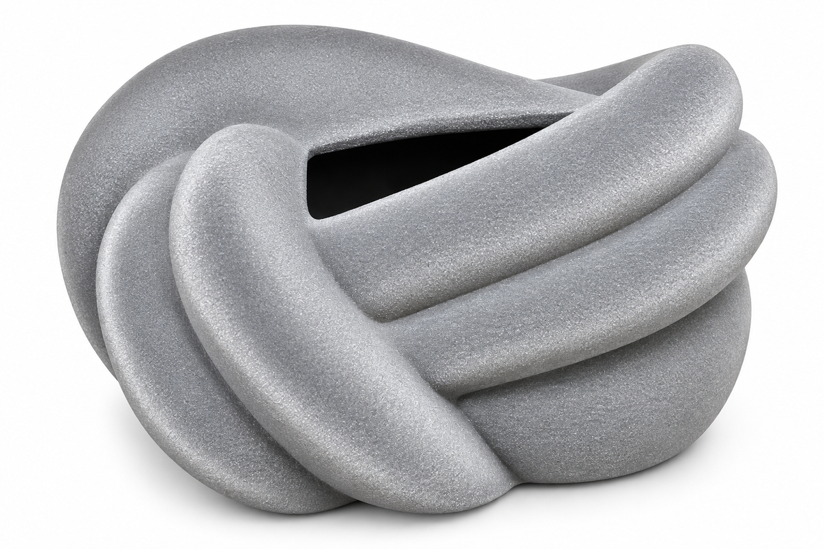 Sculptural Grey Wave Tissue Box