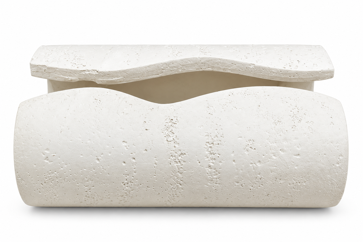 Ivory Travertine Wave Tissue Box