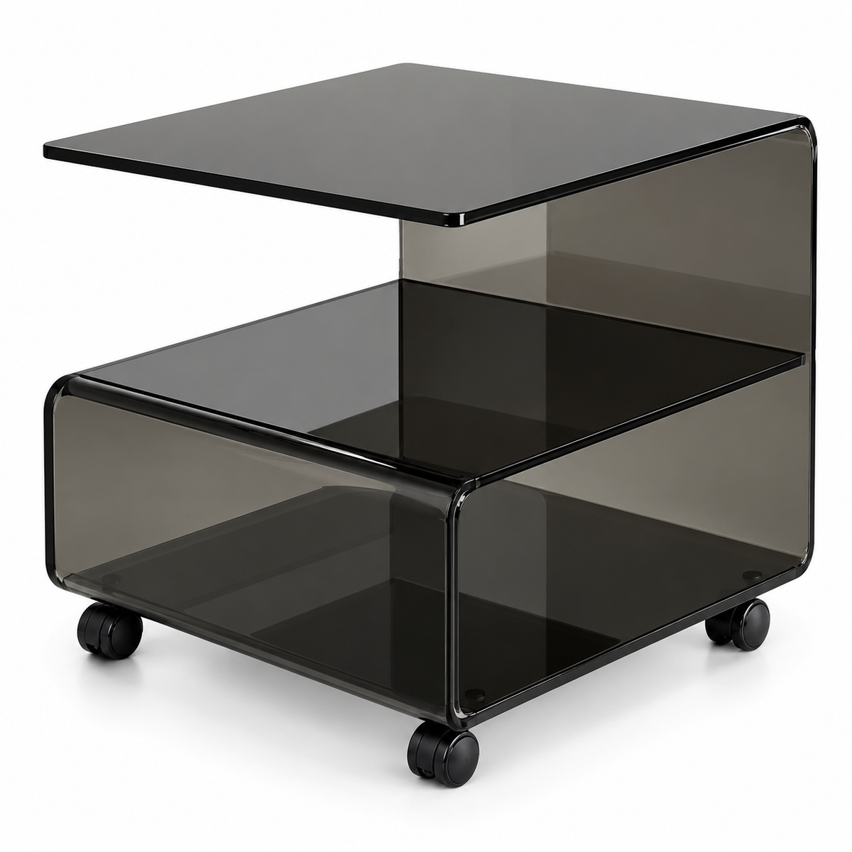 Noir Cube Rolling Side Table
