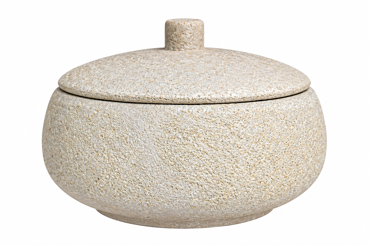 Textured Stoneware Lidded Jar