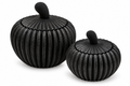 Black Ribbed Pumpkin Storage Jars – Set of Two