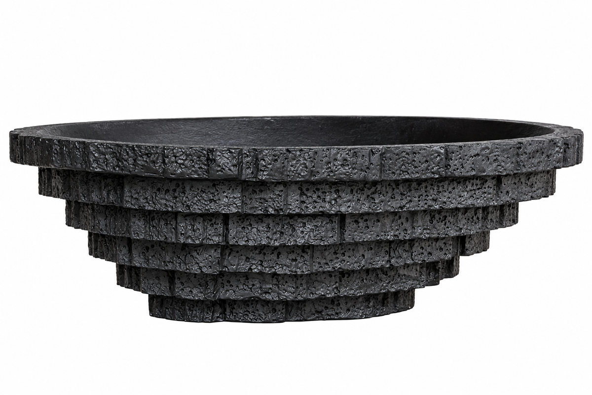 Black Textured Tiered Bowl