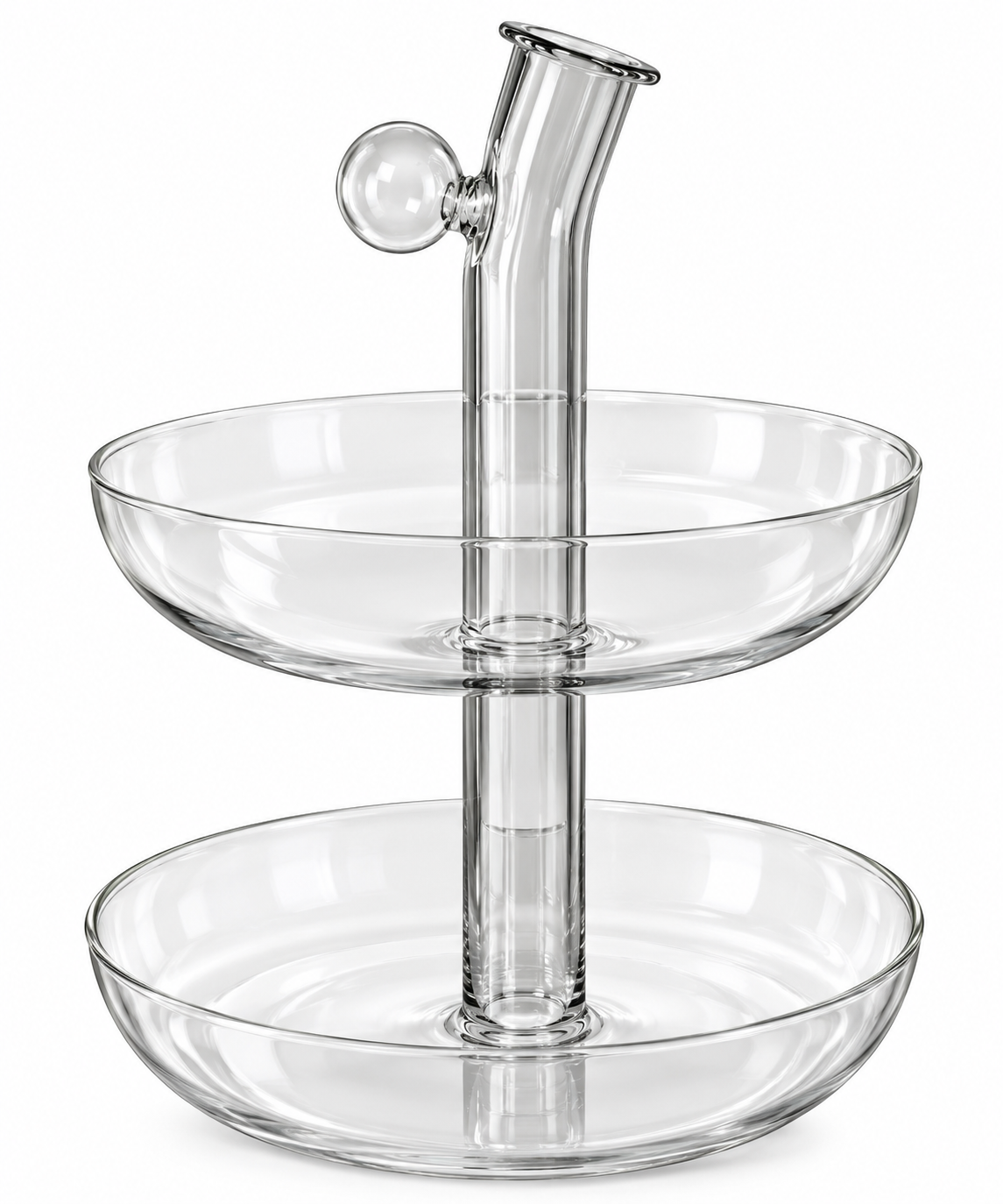 Clear Glass Two-Tier Vase Bowl