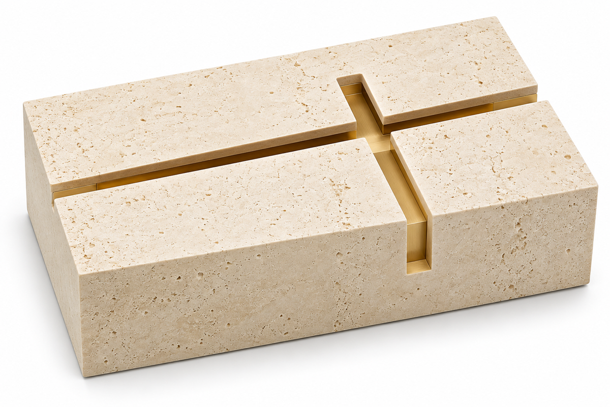 Travertine Cross Tissue Box